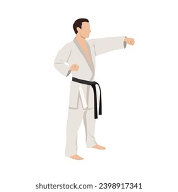 Karate stance character illustration. Asian martial art. Flat vector illustration isolated on white background