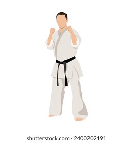 Karate stance character illustration. Asian martial art. Flat vector illustration isolated on white background