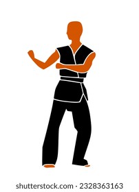 karate with stances dressed in black ready to fight