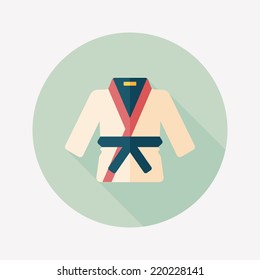 Karate suit flat icon with long shadow,eps10