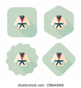 Karate suit flat icon with long shadow, eps10
