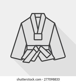 Karate suit flat icon with long shadow, line icon