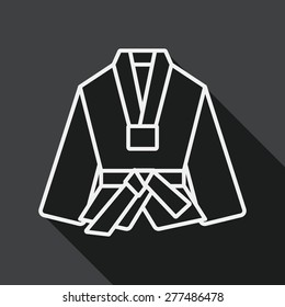 Karate suit flat icon with long shadow, line icon