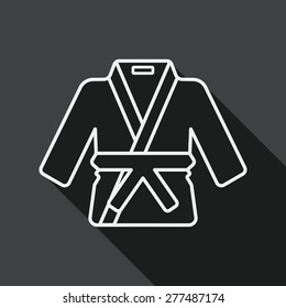 Karate suit flat icon with long shadow, line icon