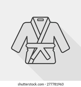 Karate Suit Flat Icon With Long Shadow, Line Icon