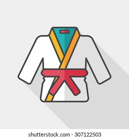 Karate suit flat icon with long shadow,eps10