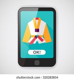 Karate suit flat icon with long shadow,eps10