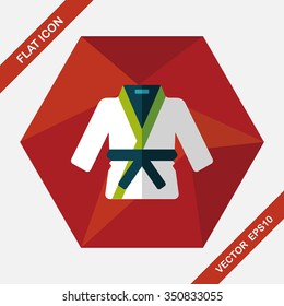 Karate suit flat icon with long shadow,eps10