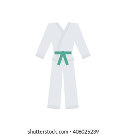 karate suit with green belt icon. vector illustration