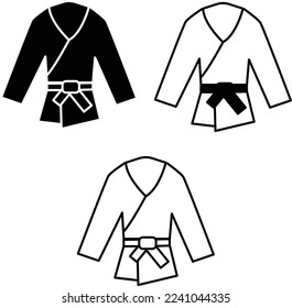 Karate suit icon on white background. outline kimono vector icon. judo uniform symbol. Martial arts sign. flat style. 
