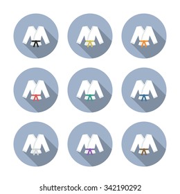 karate suit (kimono) icons. vector illustration