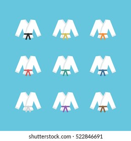 karate suit (kimono) icons. vector illustration