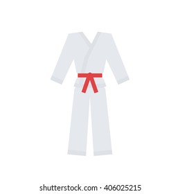 karate suit with red belt icon. vector illustration
