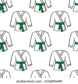 karate suit seamless doodle pattern, vector illustration