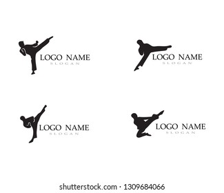 Karate and taekwondo logo fight vector black