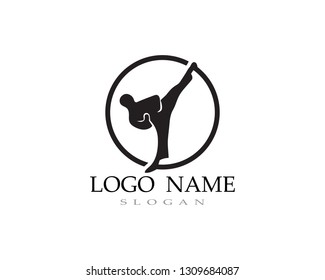 Karate and taekwondo logo fight vector black