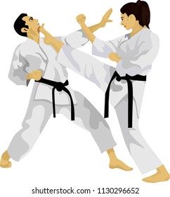 Karate Tournament Martial Art Sport Vector Illustration