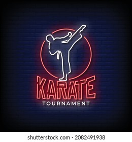 Karate Tournament Neon Signs Vector