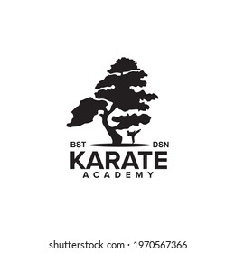 Karate training academy logo design vector template