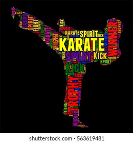 karate Typography word cloud colorful Vector illustration