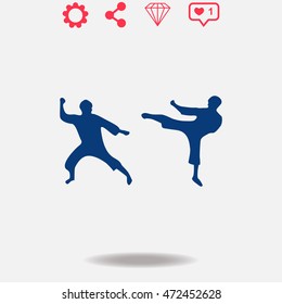 Karate vector icon on grey background.