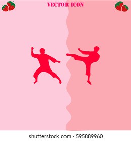 Karate vector  icon. Strawberry Background.