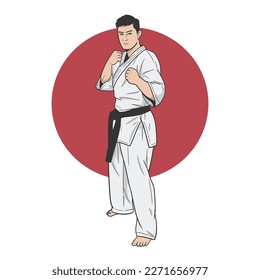 ilustración vectorial de karate. dibujo manual