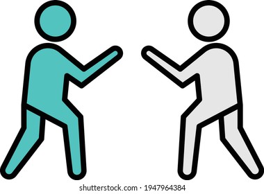 karate vector line colour icon