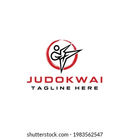 Karate vector logo design with silhouette concept for self-defense