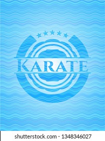 Karate water wave representation badge background.