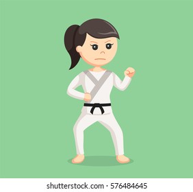 karate woman combat pose