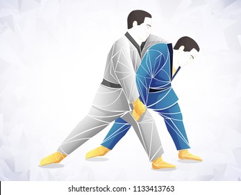 karate, wrestling, judo vector, stylized athlete