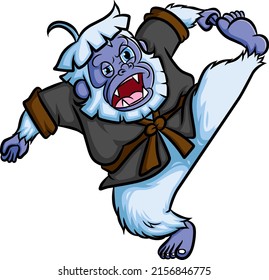 The karate yeti is kicking practice highly of illustration