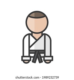 Karateka avatar. Karate man in a kimono. Profile user, person. People icon. Vector illustration