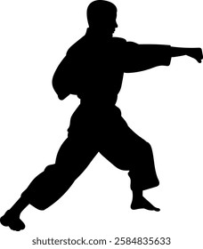 karateka silhouette on white background vector