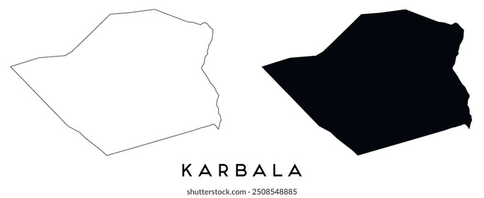 Karbala map outline and black silhouette vector