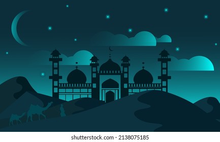 kareem and camel ramadan night background