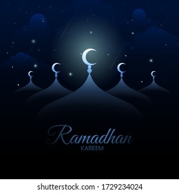 Kareem Ramadhan Night Vector Template. Vector design for traditional Islamic or Muslim religious holiday celebrations