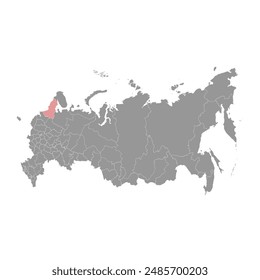 Karelia map, administrative division of Russia. Vector illustration.