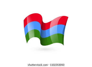 Karelia waving flag vector icon, national symbol. Flag of Karelia, fluttered in the wind - vector illustration isolated on white background.