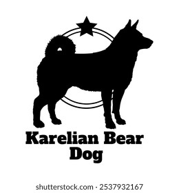 Silhueta de cão de urso de Karelian, cão, raças de cães, logotipo, vetor, silhueta, design de logotipo, animal, ilustração, ícone, sinal, design, preto, símbolo, pet