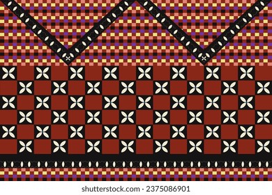 Karen ethnic,embroidery seed adornment on black and red palettes traditional colorful striped pattern ,ethnic pattern,ikat weaving,textile,design for clothing, wrapping ,craft ,furnit,wallpaper