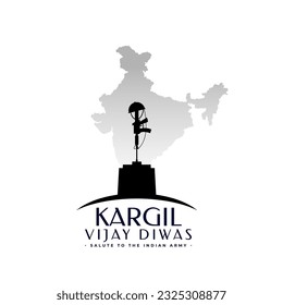 kargil victory day warrior background with indian map silhouette vector