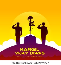 kargil vijay diwas background with indian army soldiers vector