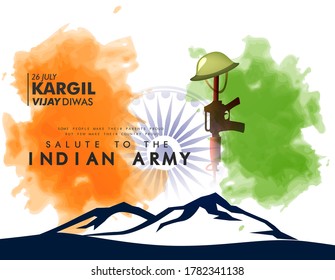 Kargil Vijay Diwas, banner or poster. Vector illustration of Poster for salute indian army, amar jawan jyoti - background