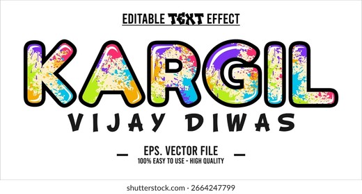 Kargil vijay diwas, celebrating day of indian army, vector typography illustration, eps word art