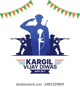 Kargil Vijay Diwas celebration concept, banner, poster, post, greeting vector illustration