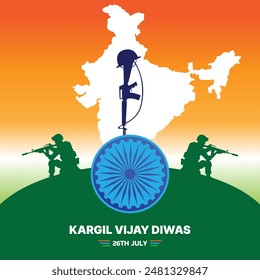 Kargil Vijay Diwas celebration concept, banner, poster, post, greeting vector illustration