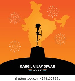 Kargil Vijay Diwas celebration concept, banner, poster, post, greeting vector illustration