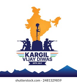 Kargil Vijay Diwas celebration concept, banner, poster, post, greeting vector illustration